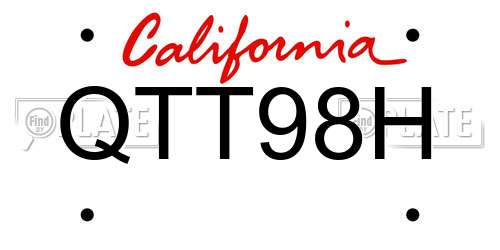 QTT98H California License Plate