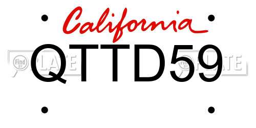 QTTD59 California License Plate