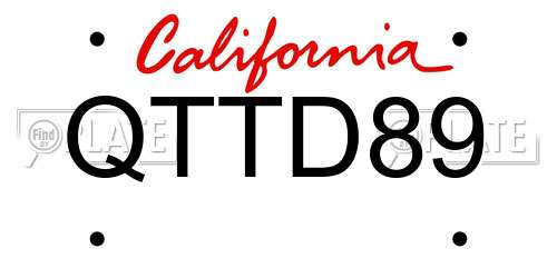 QTTD89 California License Plate
