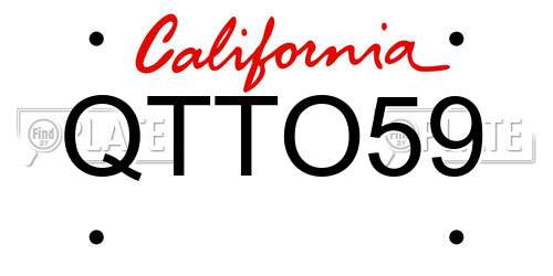 QTTO59 California License Plate