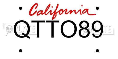 QTTO89 California License Plate