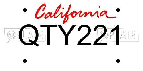 QTY221 California License Plate