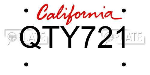 QTY721 California License Plate