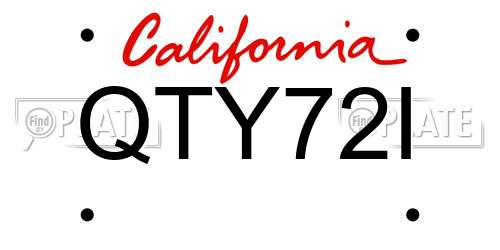 QTY72I California License Plate