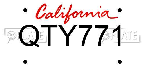 QTY771 California License Plate