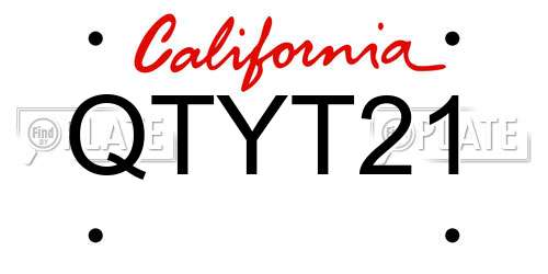 QTYT21 California License Plate