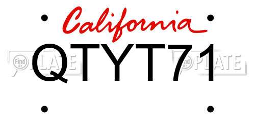 QTYT71 California License Plate