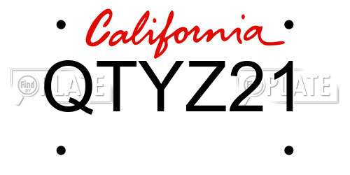 QTYZ21 California License Plate