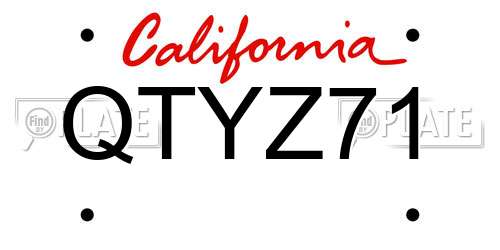 QTYZ71 California License Plate