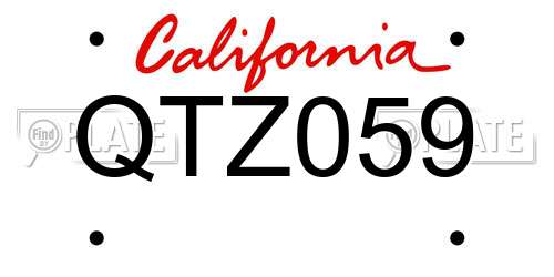 QTZ059 California License Plate