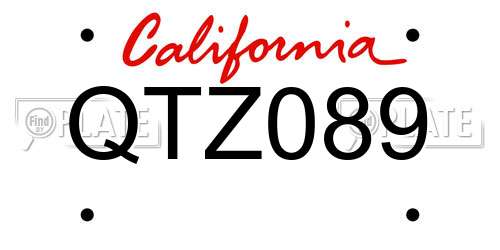 QTZ089 California License Plate