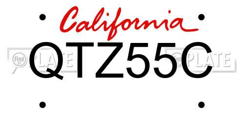 QTZ55C California License Plate