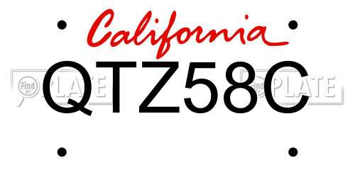 QTZ58C California License Plate