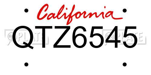 QTZ6545 California License Plate