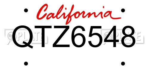 QTZ6548 California License Plate
