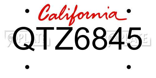 QTZ6845 California License Plate