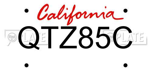 QTZ85C California License Plate