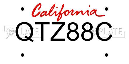 QTZ88C California License Plate