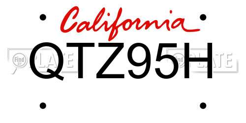 QTZ95H California License Plate