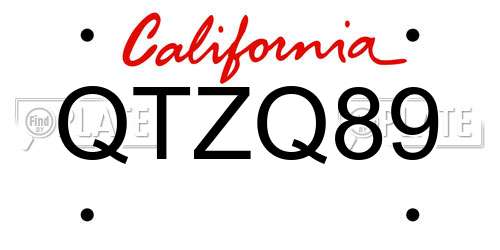 QTZQ89 California License Plate