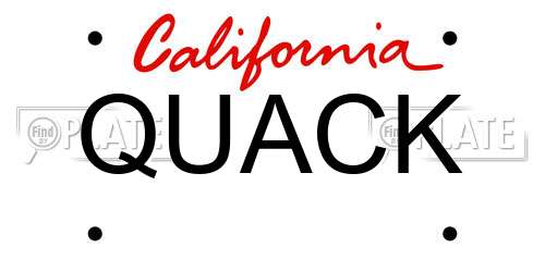 QUACK California License Plate