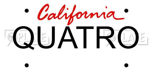 QUATRO California License Plate