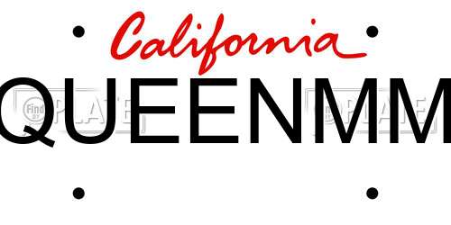 QUEENMM California License Plate