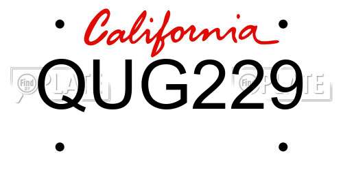 QUG229 California License Plate