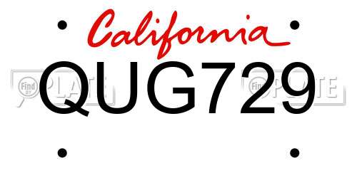 QUG729 California License Plate