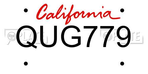 QUG779 California License Plate