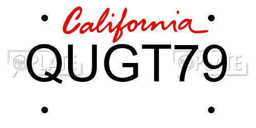 QUGT79 California License Plate