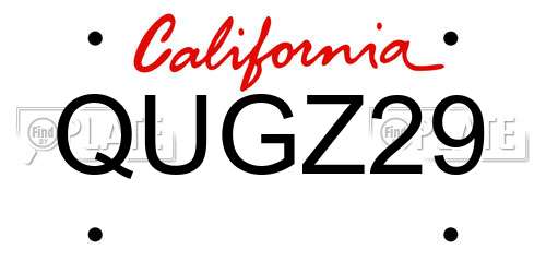 QUGZ29 California License Plate