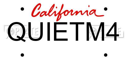 QUIETM4 California License Plate