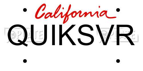 QUIKSVR California License Plate
