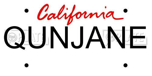 QUNJANE California License Plate