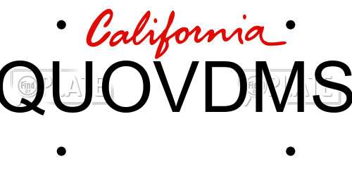 QUOVDMS California License Plate