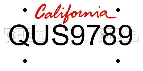 QUS9789 California License Plate