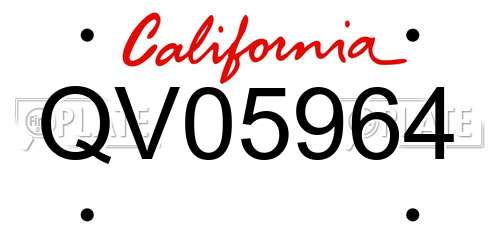QV05964 California License Plate