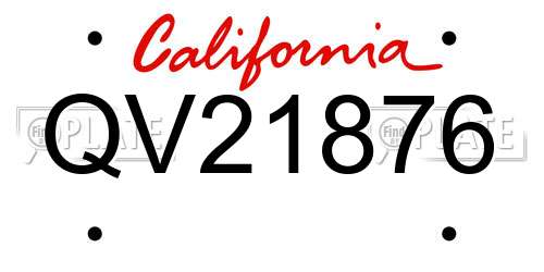 QV21876 California License Plate