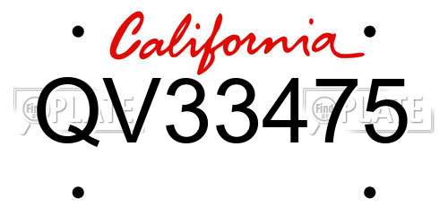 QV33475 California License Plate