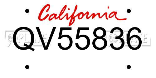 QV55836 California License Plate
