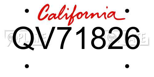 QV71826 California License Plate