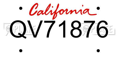 QV71876 California License Plate