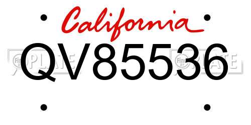 QV85536 California License Plate
