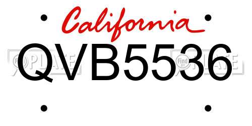 QVB5536 California License Plate