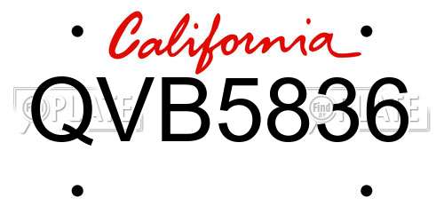 QVB5836 California License Plate