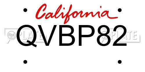 QVBP82 California License Plate