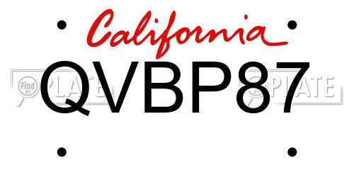 QVBP87 California License Plate