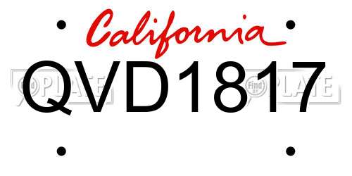 QVD1817 California License Plate