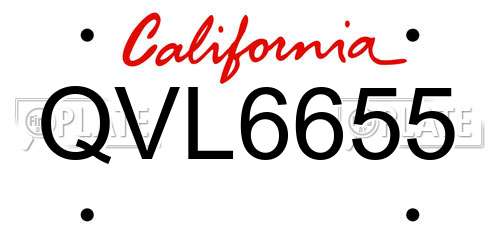 QVL6655 California License Plate